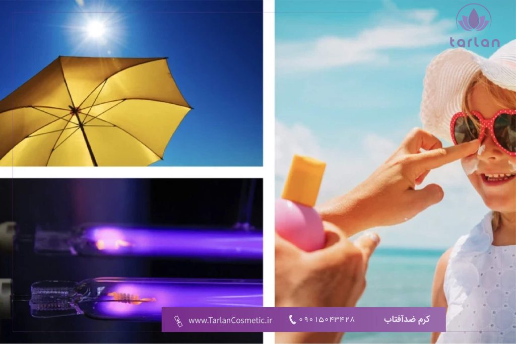 ضد آفتاب زدن به صورت یک کودک، تصویری از اشعه فرابنفش